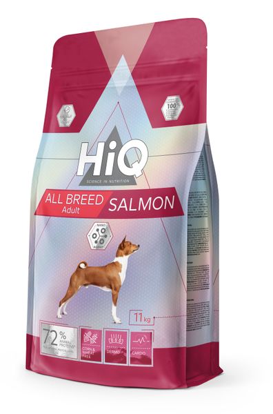 HiQ All Breed Adult Salmon сухий корм з лососем для дорослих собак усіх порід 11 кг HIQ45893 фото