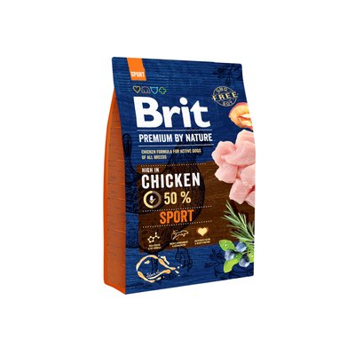 Корм Brit Premium Dog Sport сухой с курицей для взрослых ездовых, рабочих и охотничьих собак 3 кг  8595602526666 фото