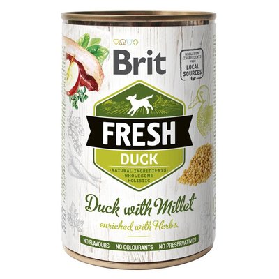 Корм Brit Fresh Dog Duck вологий з качкою та просом для дорослих собак 400 гр 8595602533909 фото