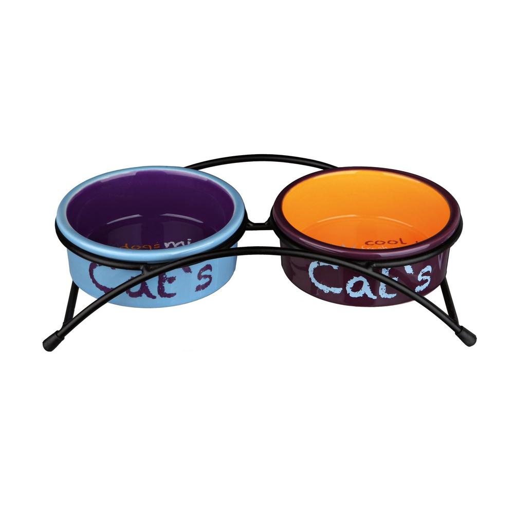Photos - Pet Bowl Trixie Керамічні миски на підставці  Eat on Feet 2 x 0.3 л різнокольоровий 