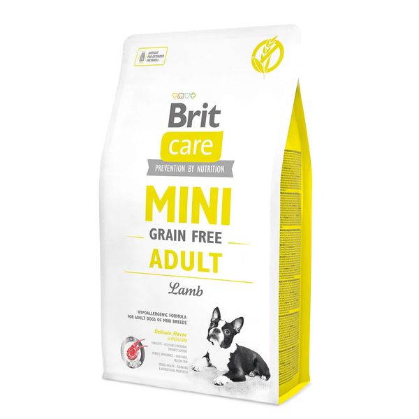 Корм Brit Care Mini Grain Free Adult Lamb сухий для дорослих собак дрібних порід з ягням 2 кг 8595602520107 фото