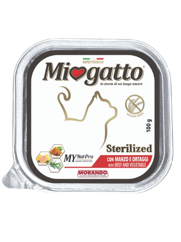 Фото - Корм для кішок Morando Корм  Miogatto Sterilized Beef and Vegetables вологий з яловичиною 