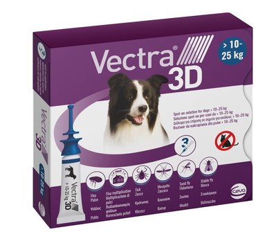 Краплі від бліх та кліщів Ceva Vectra 3D для собак вагою від 10 до 25 кг 3411112281510 фото