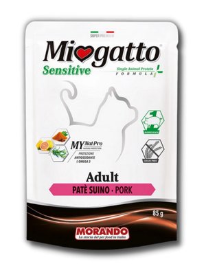 Корм Morando Miogatto Sensitive Monoprotein Prosciutto вологий з прошуто для дорослих котів 85 гр 8007520083416 фото