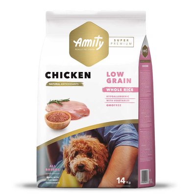 Корм Amity Super Premium Chicken сухий з куркою для дорослих собак усіх порід 14 кг 8436538949542 фото