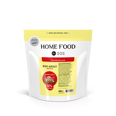 Корм Home Food «М'ясне асорті» сухий для дорослих собак середніх порід 0.3 кг 4828331480030 фото