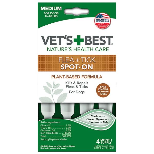 Vet's Best Flea Tick Spot-on Tubs краплі від бліх та кліщів для собак вагою від 7 до 18 кг 0031658105199 фото