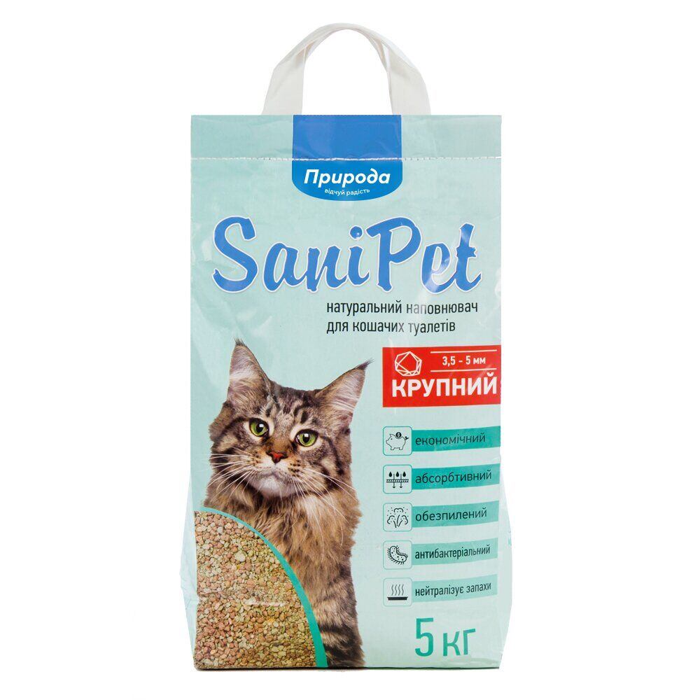 Photos - Cat Litter Priroda Бентонітовий наповнювач Природа Sani Pet крупний без запаху 5 кг 