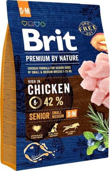 Brit Premium Senior S+M сухой корм для собак пожилого возраста мелких и средних пород 3 кг 8595602526390 фото