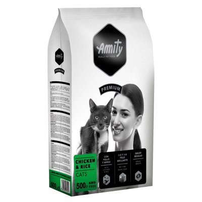 Корм Amity Premium Adult Cat Chiken and Rice сухий з куркою для дорослих котів 500 гр 8436538941003 фото