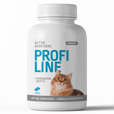 Вітаміни ProVET Профілайн Актив для котів для виведення шерсті 180 табл 4823082431601 фото