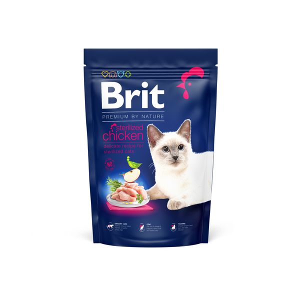 Корм Brit Premium by Nature Cat Sterilised сухий з куркою для стерилізованих котів 1.5 кг 8595602553150 фото