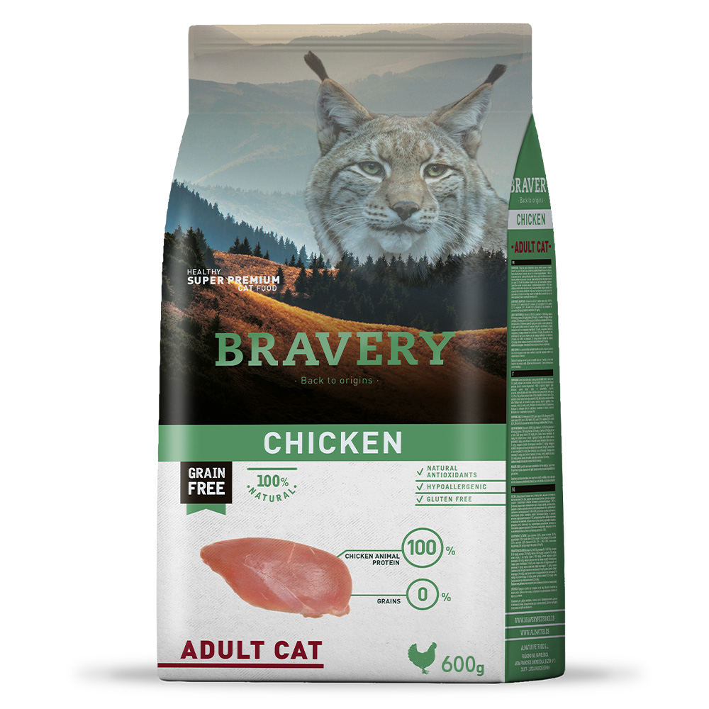 Фото - Корм для кішок Bravery Корм  Cat Adult Chicken сухий з куркою для дорослих котів 600 гр 