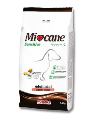 Корм Morando MioCane Mini Sensitive Salmon Monoprotein сухий з лососем для дорослих собак дрібних порід 1.5 кг 8007520080361 фото