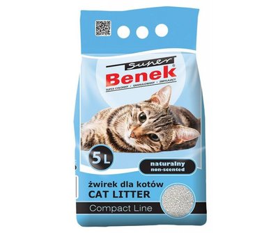Бентонітовий наповнювач Super Benek Compact Line Natural без запаху 5 л 5905397010036 фото