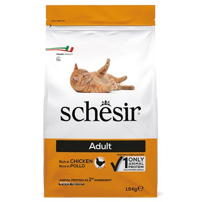 Корм Schesir Cat Adult Chicken сухий монопротеїновий з м'ясом курки для дорослих котів 1,5 кг 8005852760524 фото