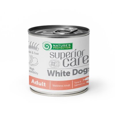 Суп для собак з білим забарвленням шерсті Nature's Protection Superior Care White Dogs All Breeds Adult Salmon and Tuna з лососем та тунцем 140 мл KIKNPSC63360 фото