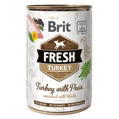 Корм Brit Fresh Dog Turkey вологий з індичкою та горохом для дорослих собак 400 гр 8595602533879 фото