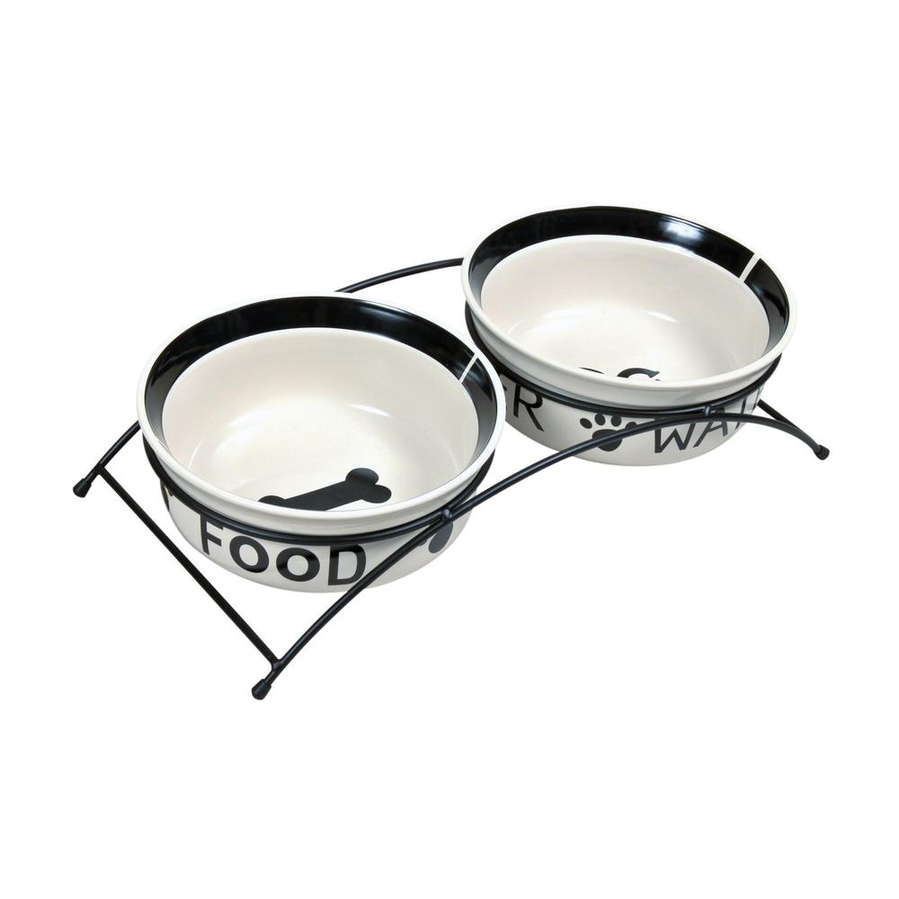 Photos - Pet Bowl Trixie Керамічні миски на підставці  Eat on Feet 2 x 1.6 л білий 