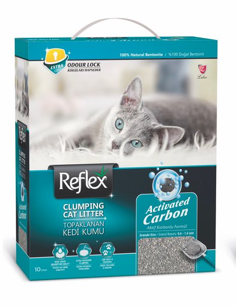 Reflex Grey Active Carbon бентонитовый наполнитель для кошачьего туалета с гранулами активированного угля 10 л TKMREF0008 фото