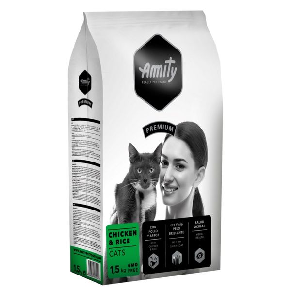 Amity Premium Adult Cat Chiken and Rice сухой корм с курицей для котов 1.5 кг 8436538947944 фото