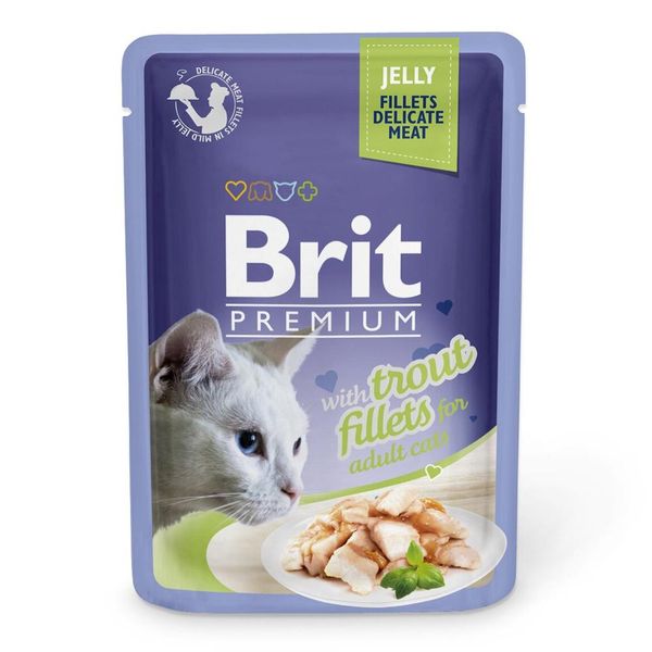 Корм Brit Premium Trout вологий з фореллю в желе для дорослих котів 85 гр 8595602518494 фото