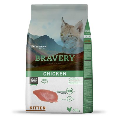 Корм Bravery Kitten Chicken сухий з куркою для кошенят 600 гр 8436538947739 фото