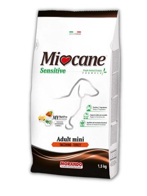 Корм Morando MioCane Mini Sensitive Turkey Monoprotein сухий з індичкою для дорослих собак дрібних порід 1.5 кг 8007520080378 фото