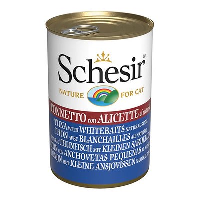 Корм Schesir Tuna with Whitebaits Can влажный с тунцом, анчоусами и рисом 140 гр 8005852270214 фото