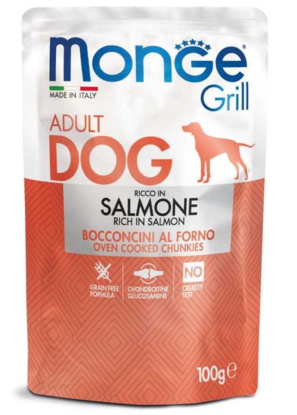 Корм Monge Dog Wet GRILL Salmone вологий з лососем для дорослих собак 100 гр 8009470013123 фото