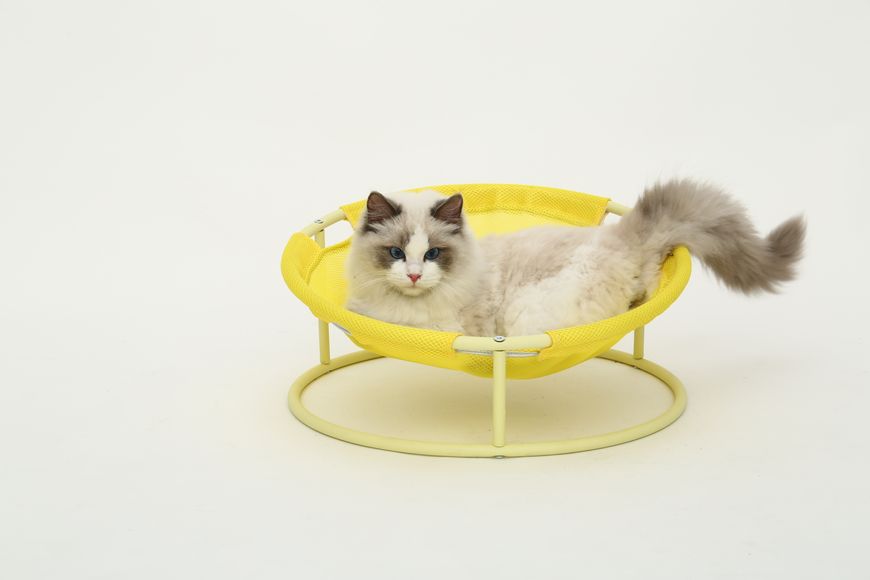 MISOKO&CO Pet bed round лежак складаний для собак та котів, 45x45x22 см, жовтий HOOP31832 фото