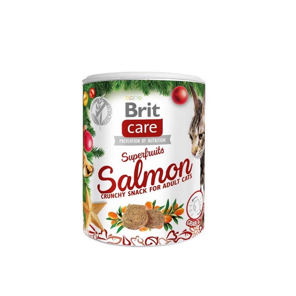 Фото - Корм для кошек Brit Ласощі для котів  Care Cat Salmon Christmas Snack з лососем 100 гр 