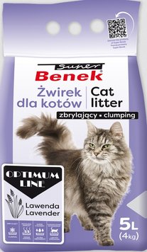 Super Benek Optimum Line Lavender бентонитовый наполнитель для кошачьего туалета с ароматом лаванды 5 л 5905397022596 фото