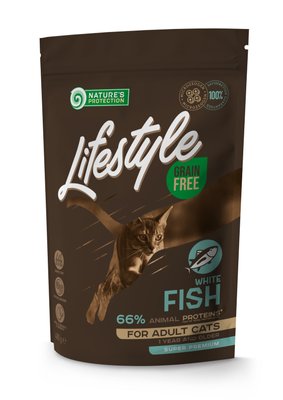Корм Nature's Protection Lifestyle Grain Free White Fish Adult Cat сухий з білою рибою для дорослих котів 0.4 кг NPLS45958 фото