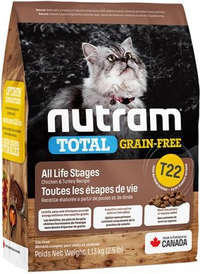 Корм Nutram T22 Total Grain-Free Turkey, Chicken & Duck Cat сухий з індичкою, куркою та качкою для котів 1.13 кг 067714102819 фото