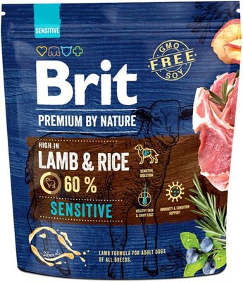 Корм Brit Premium Sensitive Lamb & Rice сухий для дорослих собак з чутливим травленням 1 кг 8595602526611 фото