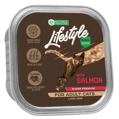 Корм Nature's Protection Lifestyle Long Hair with Salmon вологий з лососем для дорослих довгошерстих котів 85 гр KIKLS45718 фото
