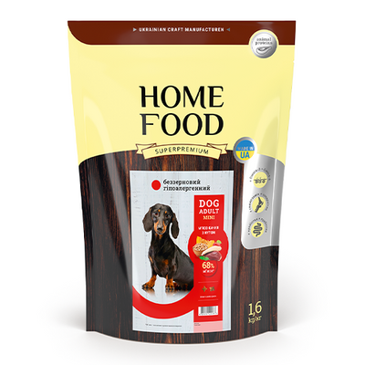 Корм Home Food «М'ясо качки з нутом» сухий гіпоалергенний для дорослих собак дрібних порід 1.6 кг 4828331770160 фото