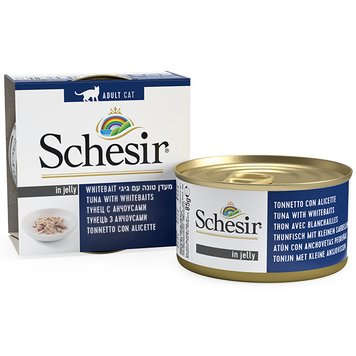 Schesir Tuna with Whitebaits Can влажный корм для котов с тунцом и анчоусами 85 гр 8005852750037 фото