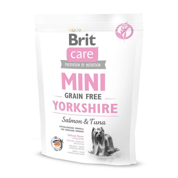 Brit Care Mini GF Yorkshire сухой корм беззерновой на основе мяса лосося и тунца для собак породы йоркширский терьер 0.4 кг 8595602520206 фото