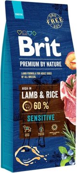 Brit Premium Sensitive Lamb & Rice сухой корм для взрослых собак с чувствительным пищеварением 15 кг 8595602526642 фото