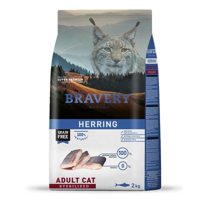 Корм Bravery Cat Adult Sterilized Herring сухий з оселедцем для стерилізованих котів 2 кг 8436538950715 фото