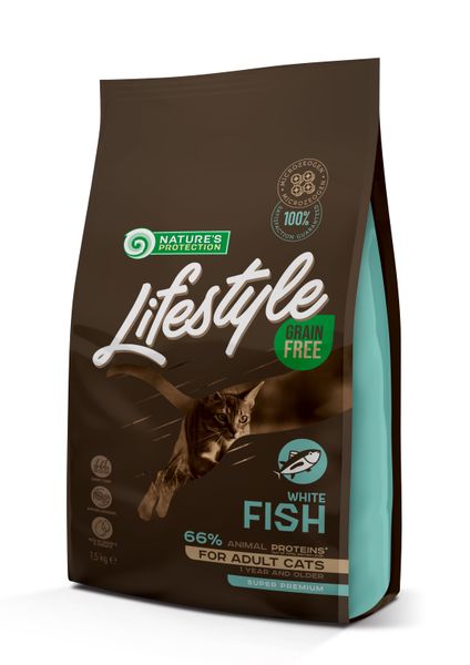 Nature's Protection Lifestyle Grain Free White Fish Adult Cat сухий корм з білою рибою для котів 1.5 кг NPLS45959 фото