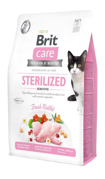 Brit Care Cat Grain Free Sterilized Sensitive сухой корм с кроликом для стерилизованных кошек с чувствительным пищеварением 2 кг 8595602540761 фото