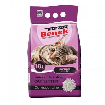 Super Benek Compact Line Lavender бентонитовый наполнитель для кошачьего туалета с ароматом лаванды 10 л. 5905397011095 фото