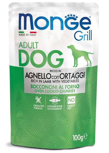 Корм Monge Dog Wet GRILL Agnello вологий з ягнятком для дорослих собак 100 гр 8009470013161 фото