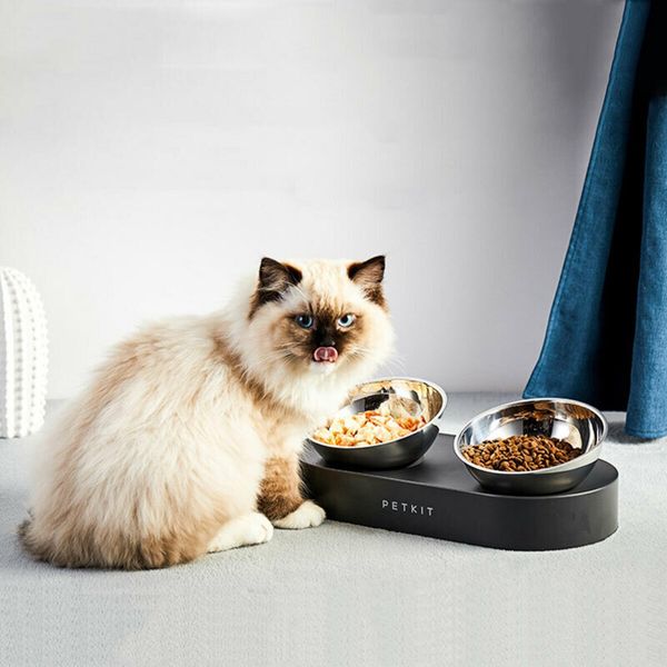 Petkit Fresh Nano Metal 15° Adjustable Cat Feeding Bowl миски для котов и собак на подставке, 2 х 0.48 л P5201 фото