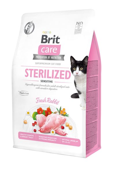 Brit Care Cat Grain Free Sterilized Sensitive сухий корм з кроликом для стерилізованих кішок з чутливим травленням 400 гр 8595602540778 фото