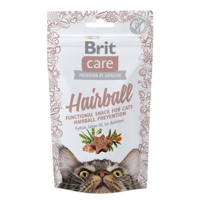 Ласощі Brit Care Cat Snack Hairball для виведення вовни зі шлунка котів 50 гр 8595602521395 фото