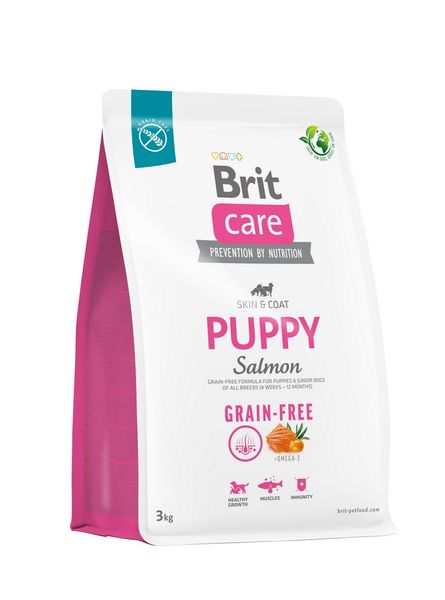 Brit Care GF Puppy Salmon сухий корм беззерновий з лососем для щенят всіх порід 3 кг 8595602558810 фото